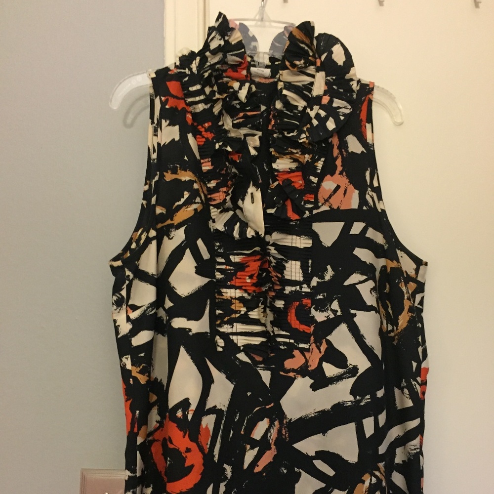 J Crew Factory abstract rosette silk ruffle top, 6